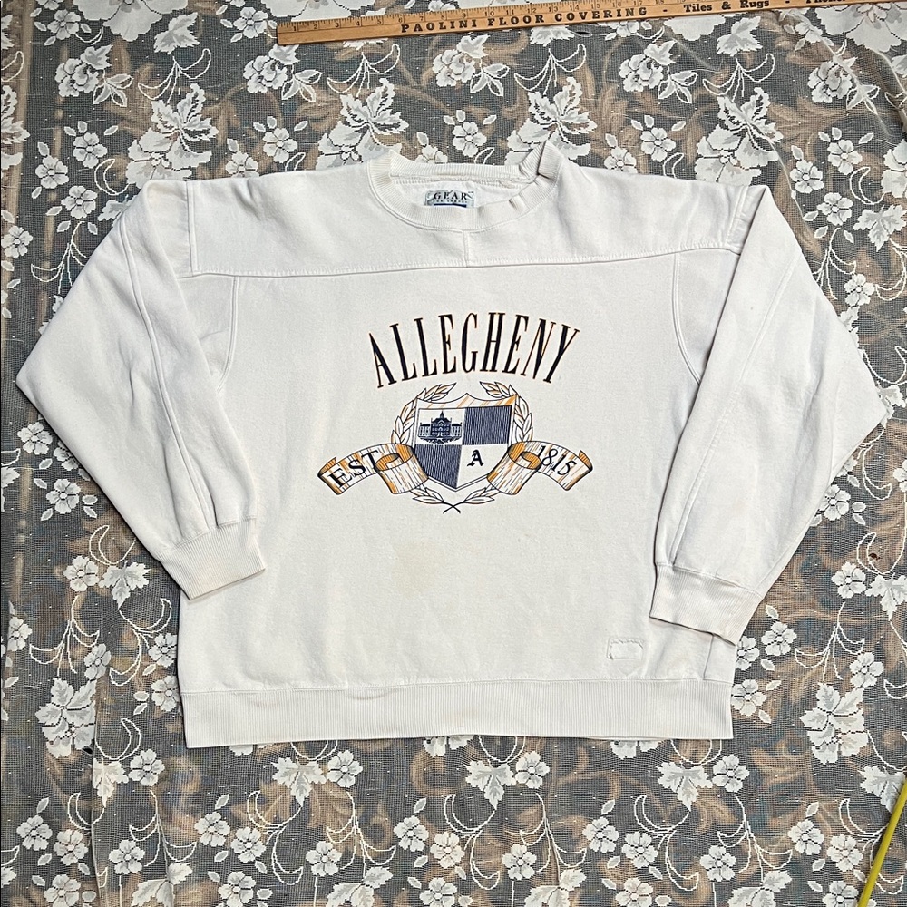 Allegheny College crewneck sweatshirt White Cream Graphic
